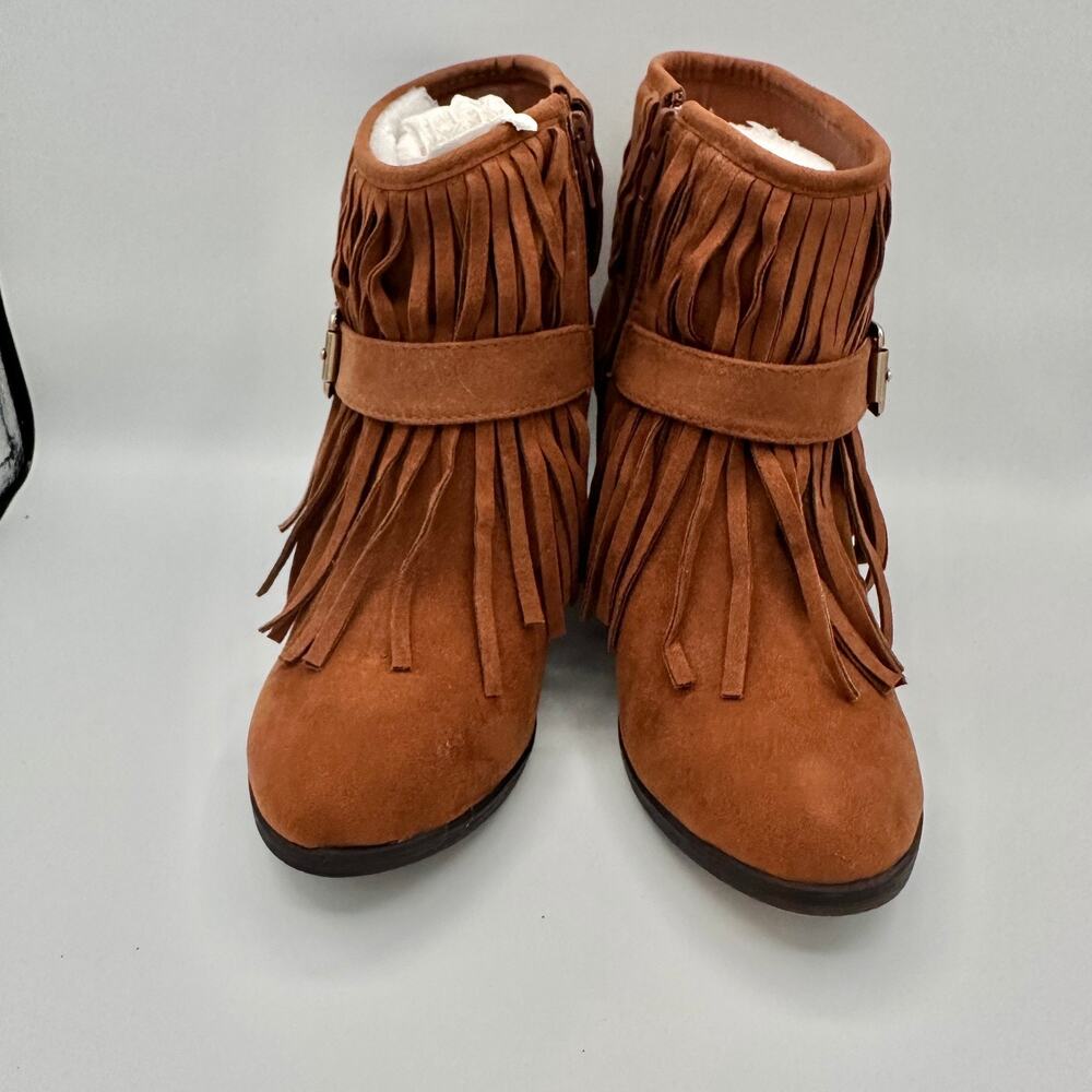A.X.N.Y. American Exchange Brown Suede Fringe Ankle Boots - Picture 11 of 11